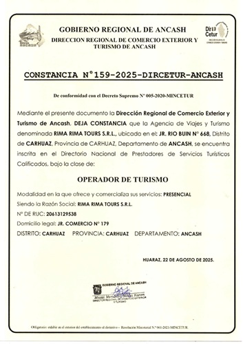 DIRCETUR Rima Rima Tours